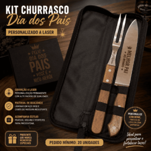 Kit Churrasco Personalizado a Laser – 2 Peças com Estojo