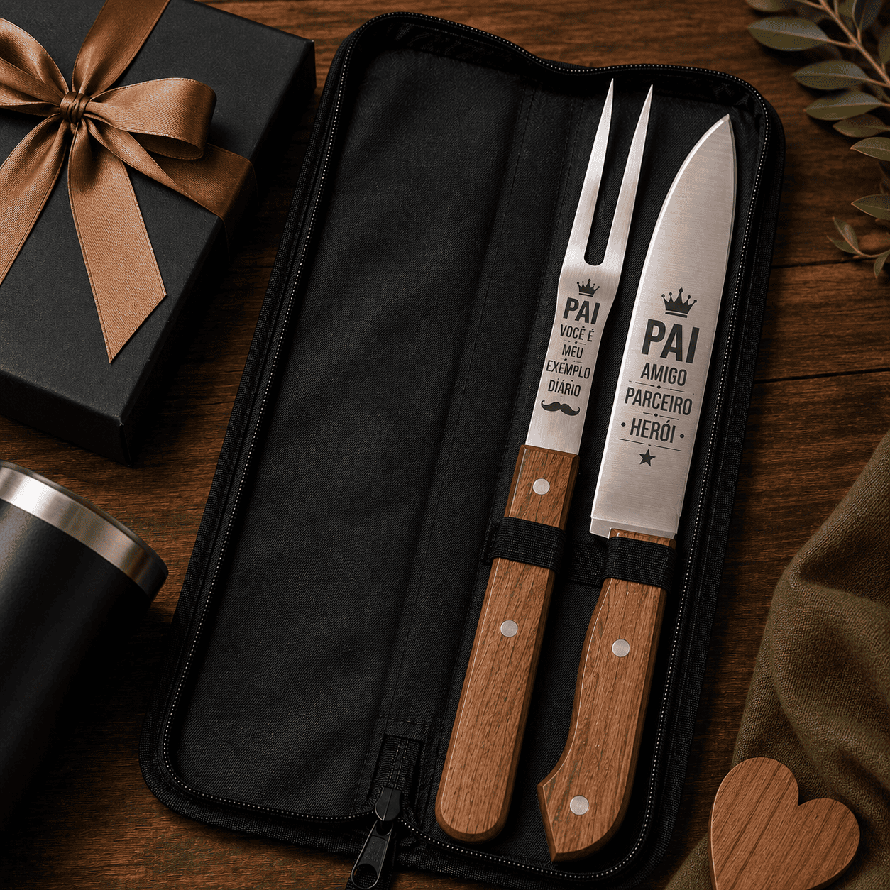 Kit Churrasco Personalizado a Laser – 2 Peças com Estojo - Imagem 4